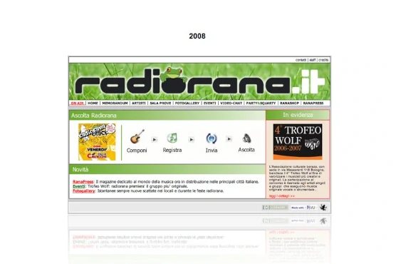 Radio Rana, third version of the website in 2008